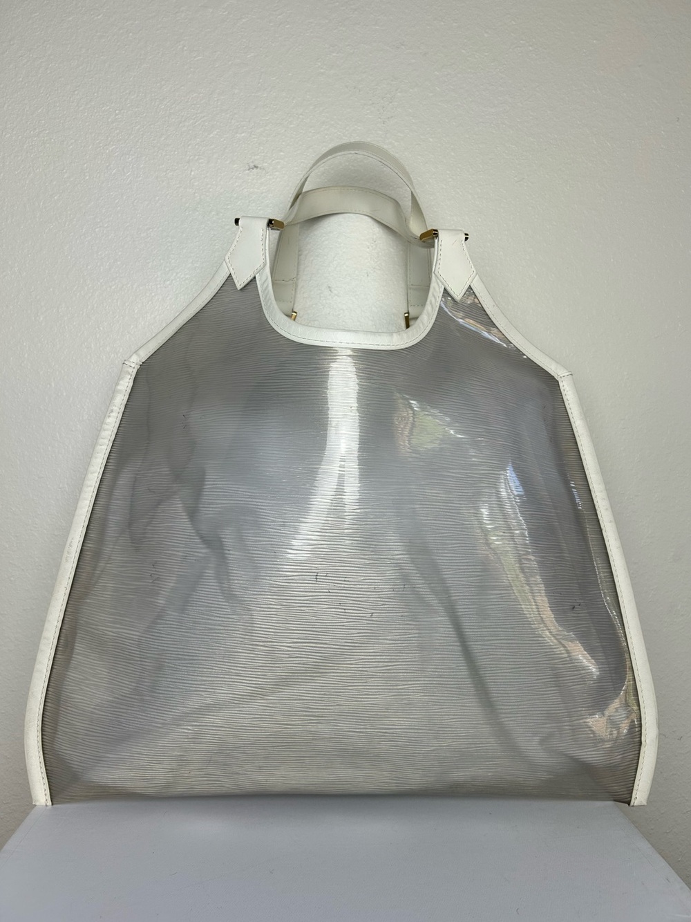 Louis Vuitton Epi Plage Clear Vinyl Lagoon Bay Tote White